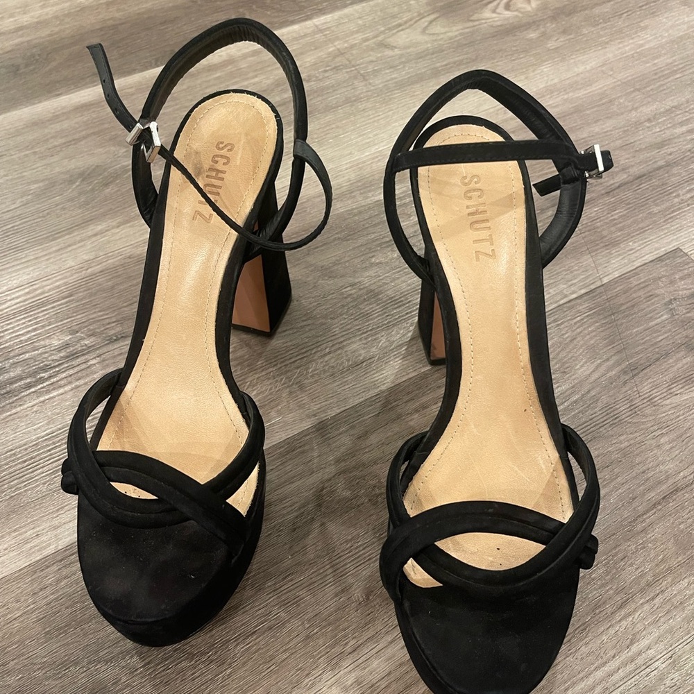 Schutz Black Strappy Women's Heels